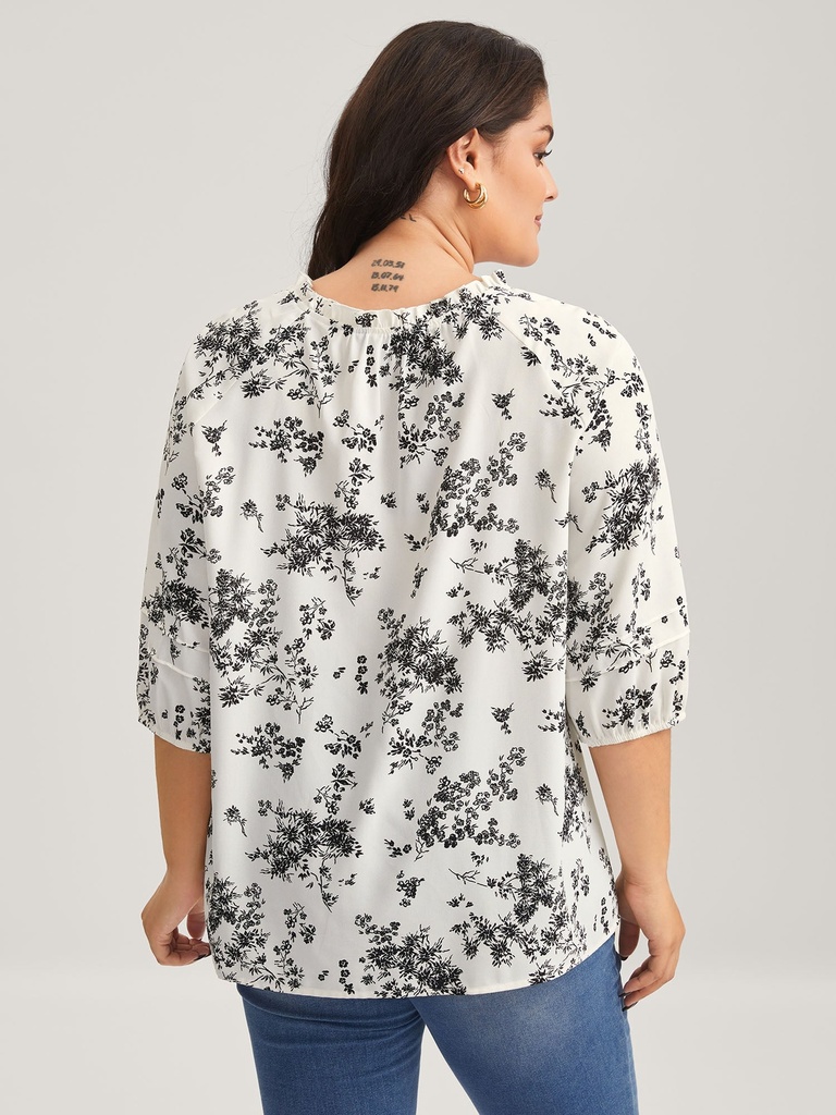 Blusa con borlas y estampado Bohemio