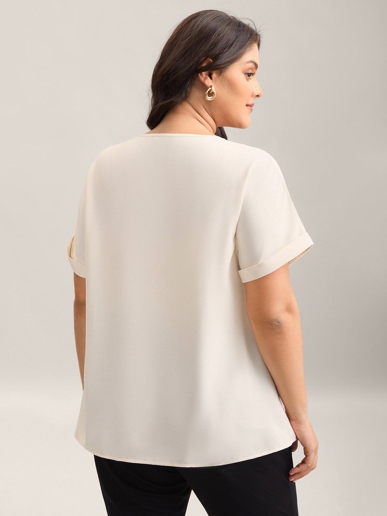 Blusa con ribete de lazo a contraste