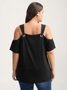 Blusa lisa con cuello en V plisado