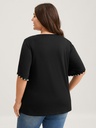 Blusa lisa con cuello en V plisado