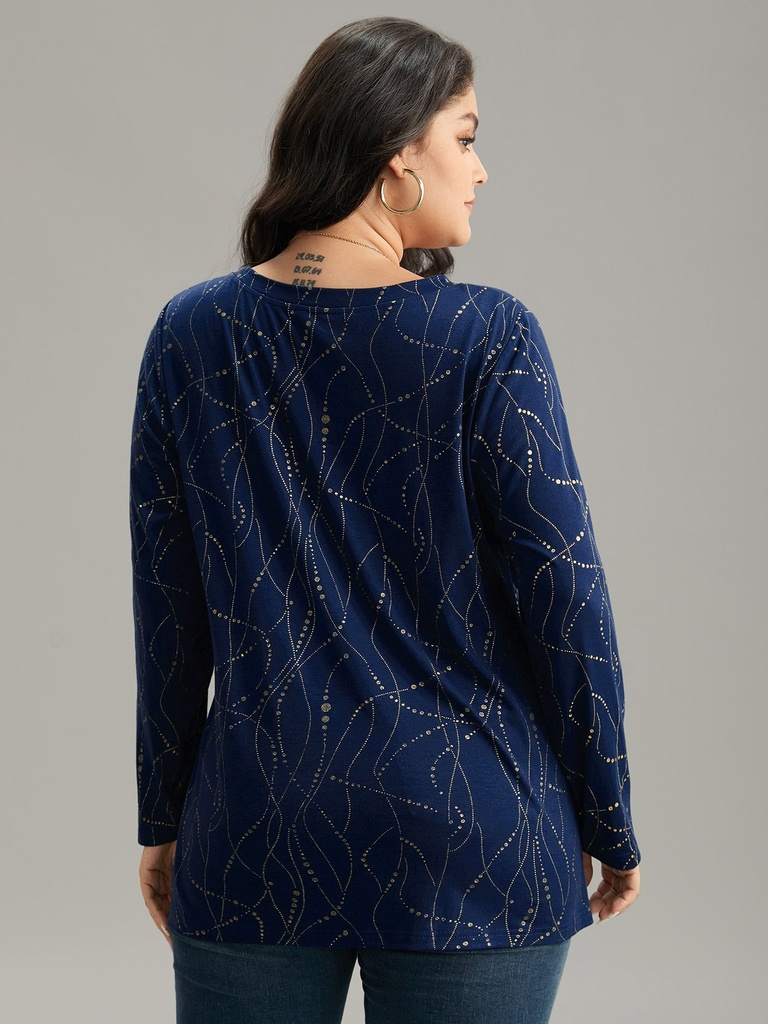 Blusa lisa con cuello en V plisado