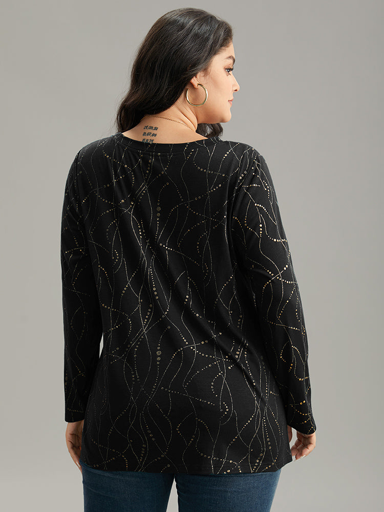 Blusa lisa con cuello en V plisado