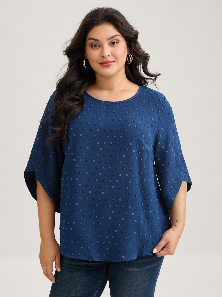 Blusa texturizada de cuello redondo