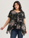 Blusa con mangas de murciélago floral