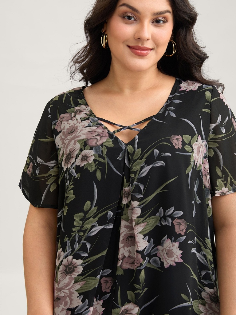 Blusa con mangas de murciélago floral (copia)