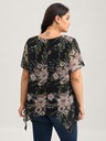 Blusa de gasa floral con volantes