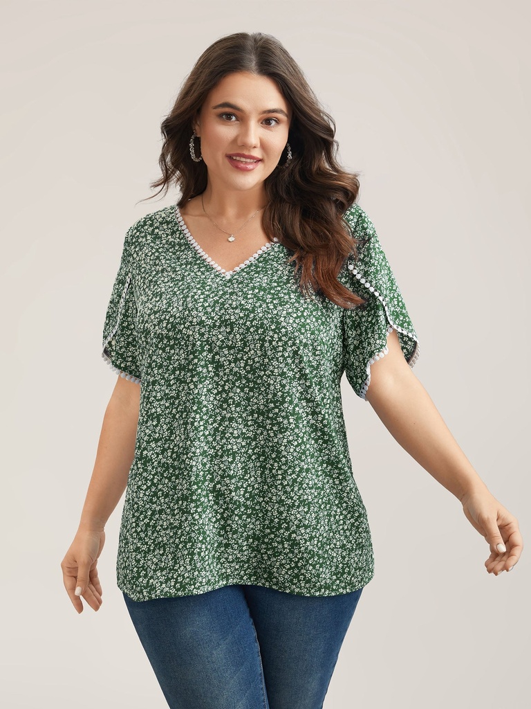 Blusa con borlas y estampado Bohemio