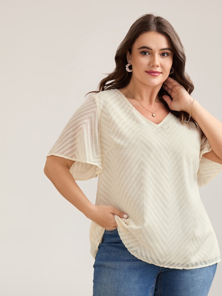 Blusa texturizada de manga corta