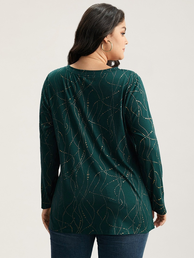 Blusa lisa con cuello en V plisado