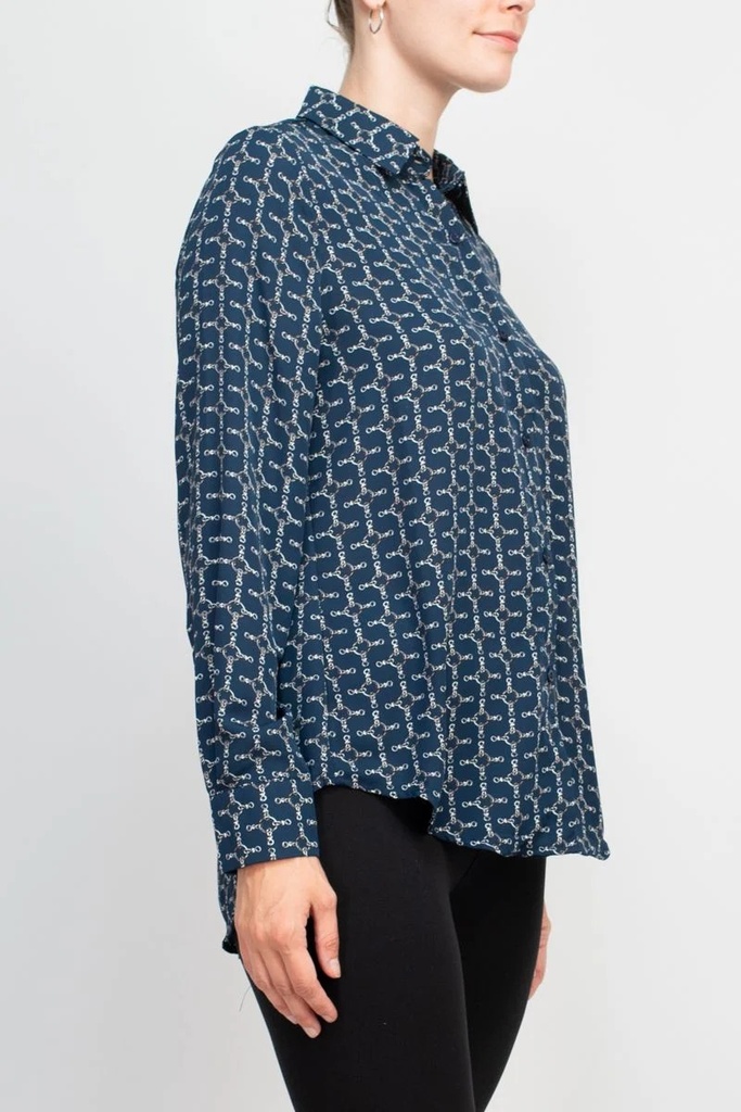 Blusa sòlida de mangas 3/4 