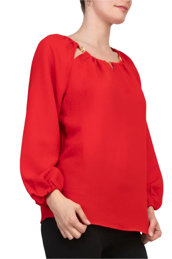 Blusa sòlida de mangas 3/4 