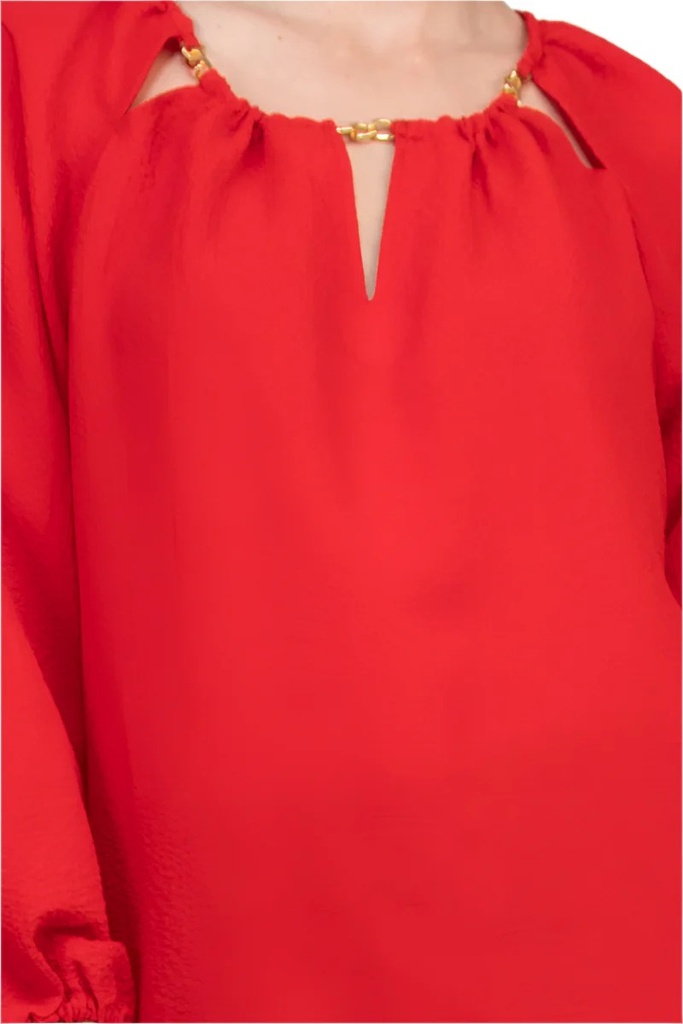 Blusa sòlida de mangas 3/4 