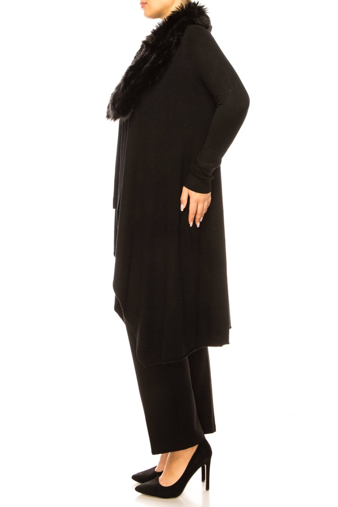 Cárdigan con cuello de piel sintética