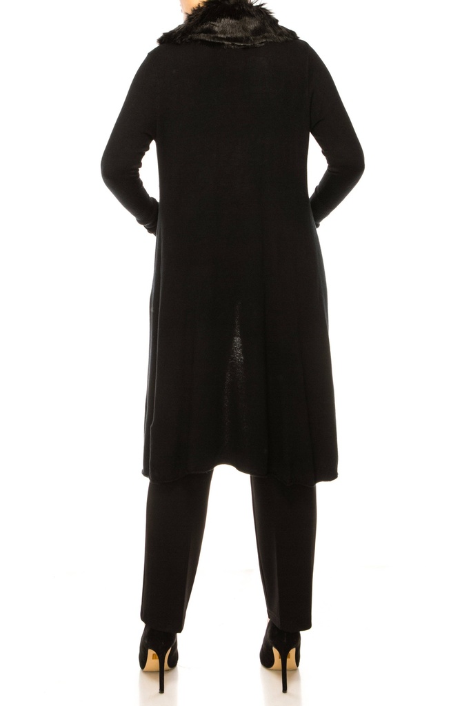 Cárdigan con cuello de piel sintética