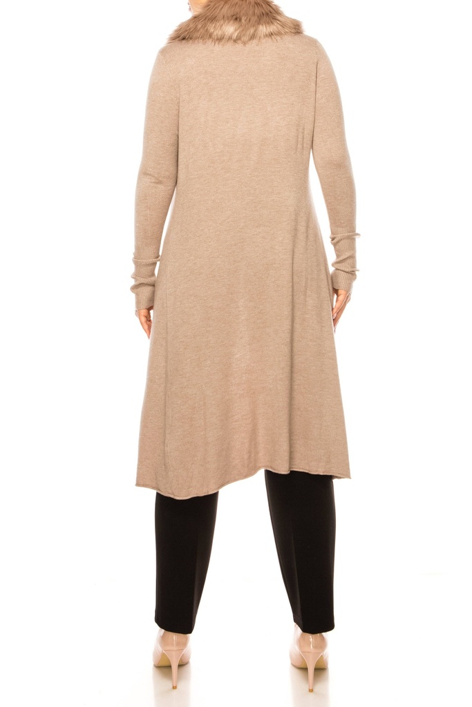 Cárdigan con cuello de piel sintética