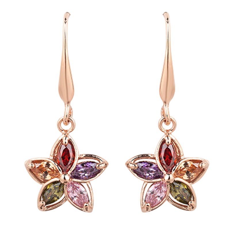 Aretes colgantes de flor