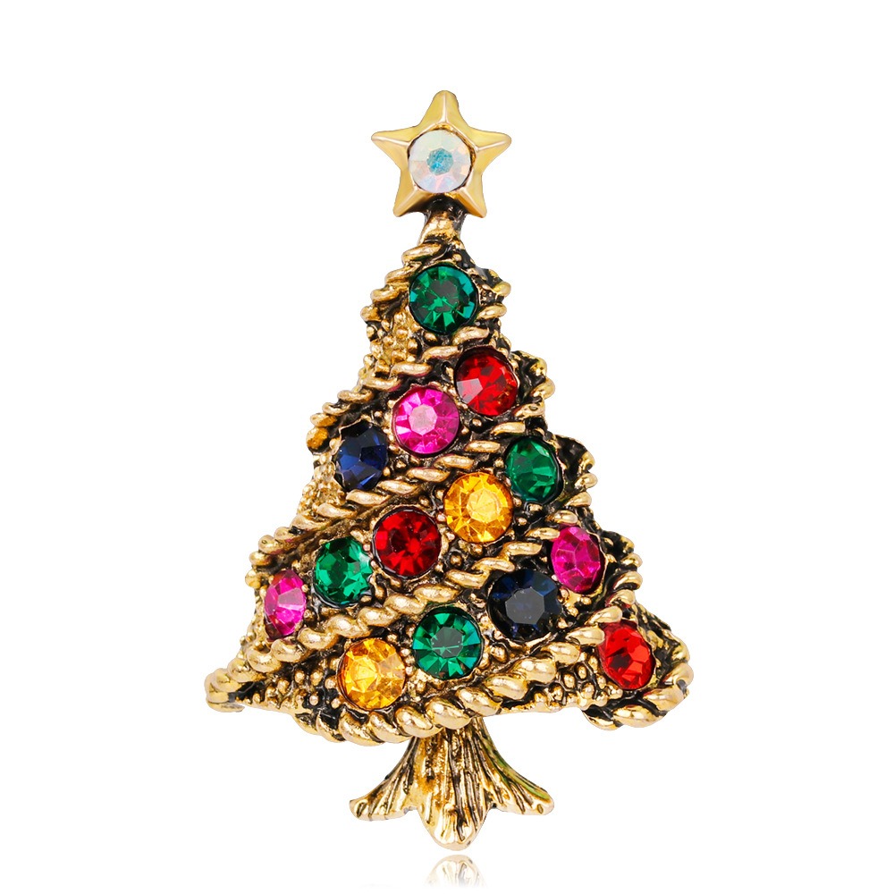 Broche de árbol de Navidad con diamantes