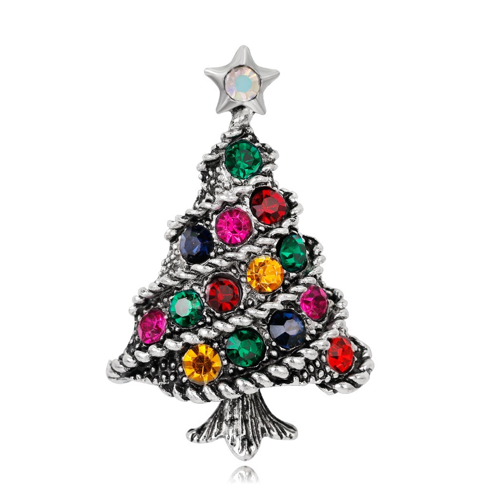 Broche de árbol de Navidad con diamantes