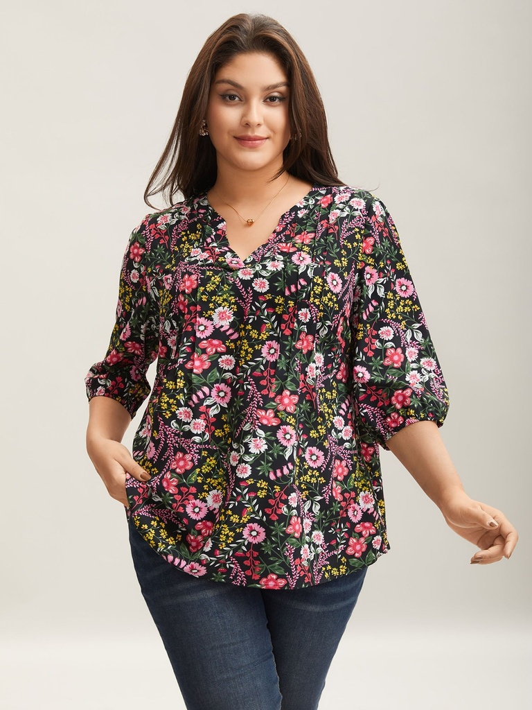 Blusa floral con hombros descubiertos