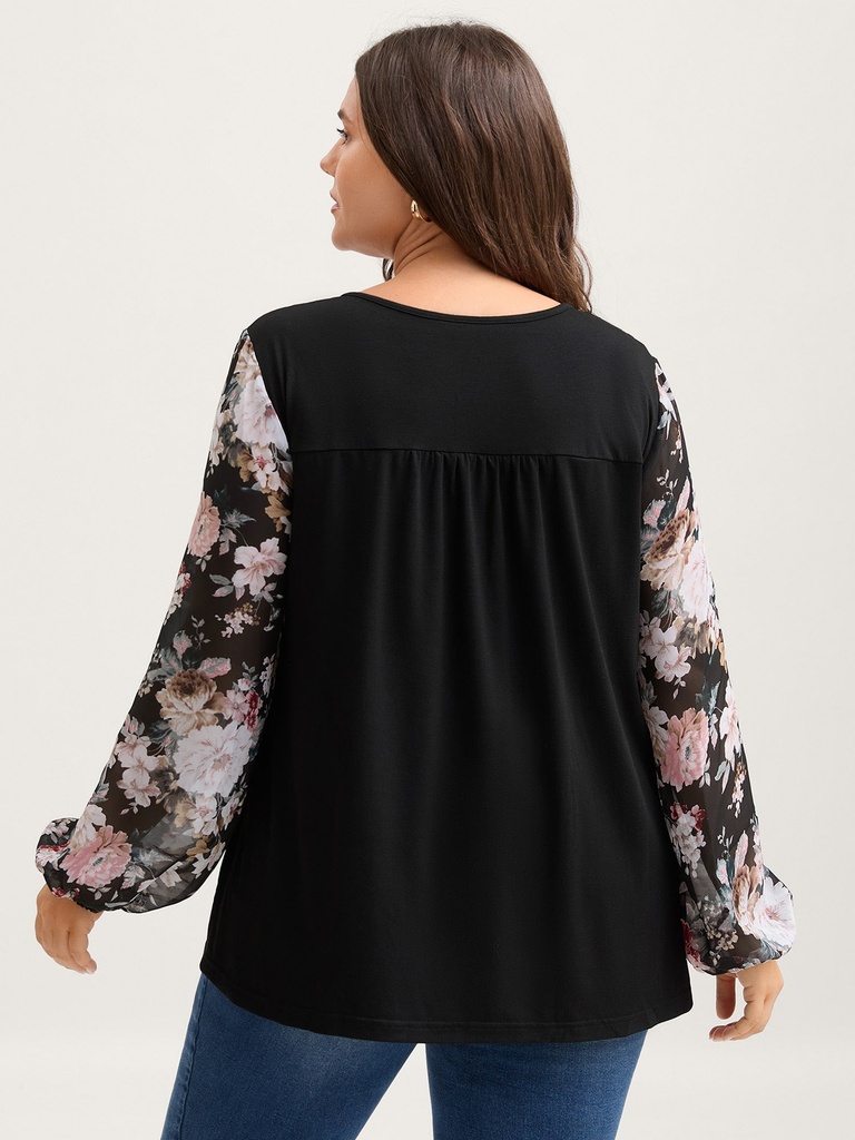 Blusa con capa de gasa floral