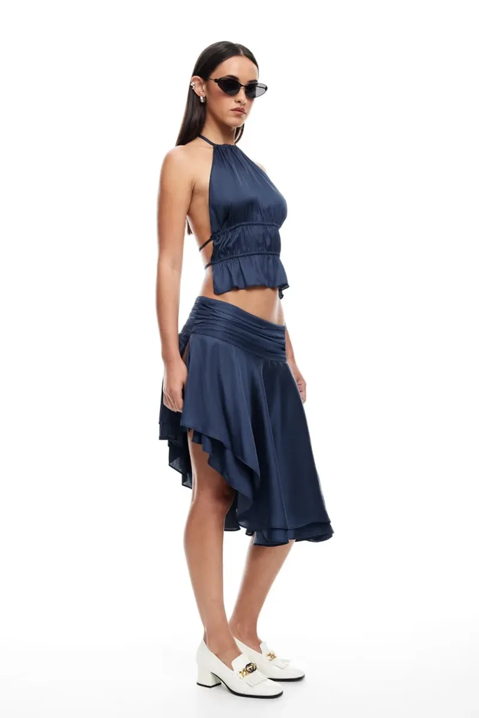 Crop top de encaje de un hombro