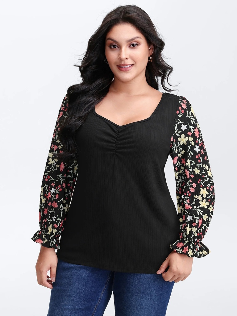Blusa con mangas de encaje 