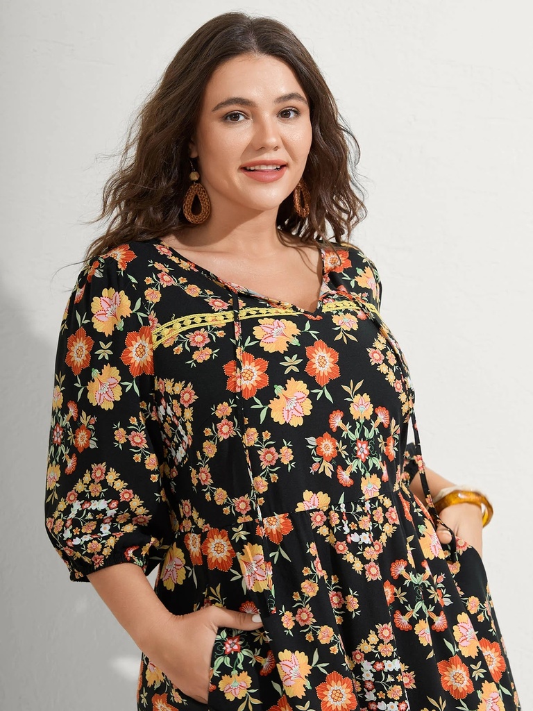 Vestido midi de estampado floral