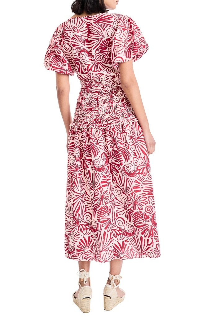 Vestido maxi floral de mangas abullonadas