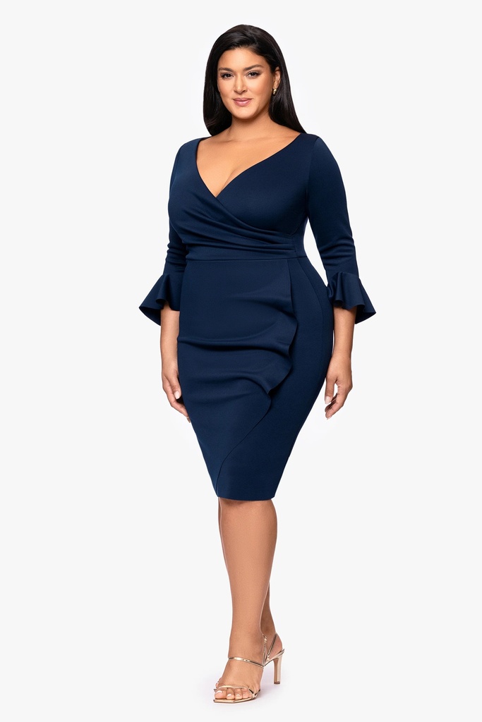 Vestido tubo drapeado con brillante