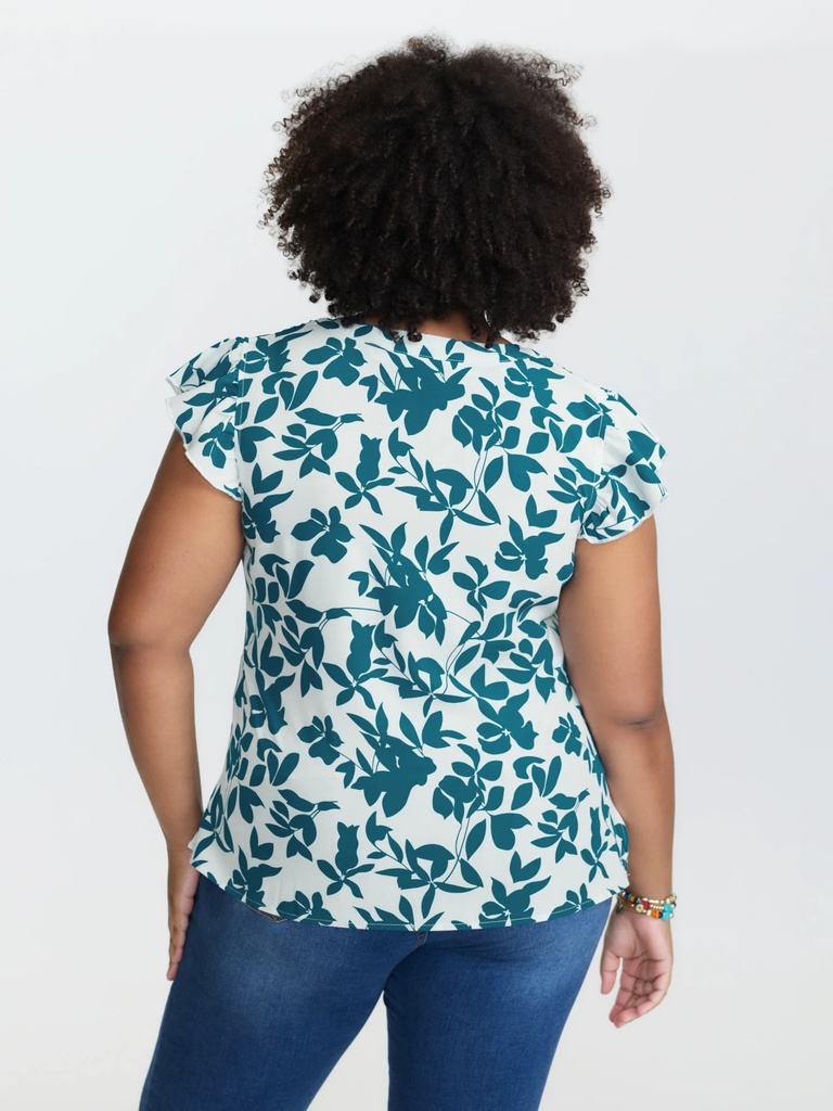 Blusa floral con detalles plisados