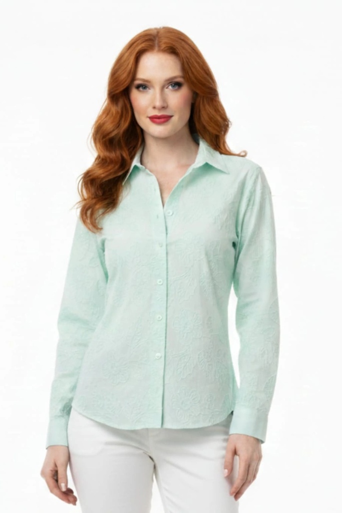 Blusa camisera con bordado floral