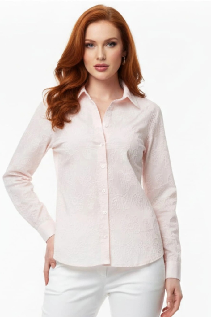 Blusa camisera con bordado floral