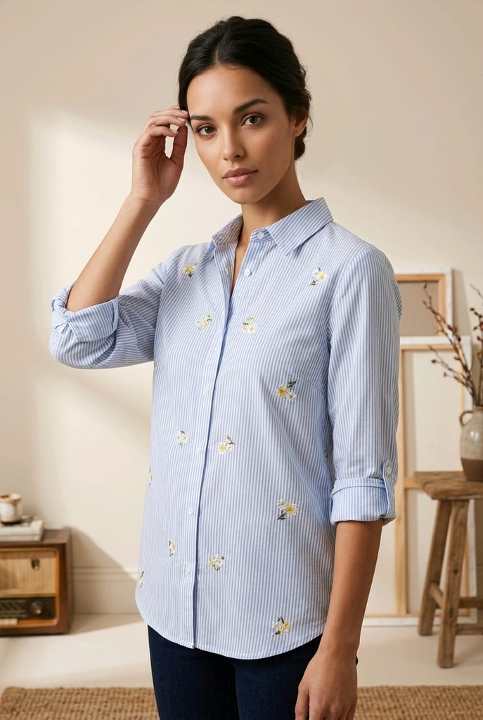 Blusa camisera con margaritas