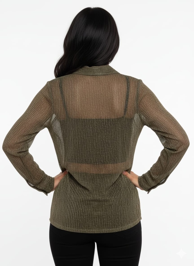 Blusa camisera plisada con brillos