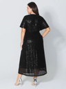 Vestido midi brillante con escote en V