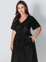 Vestido midi brillante con escote en V