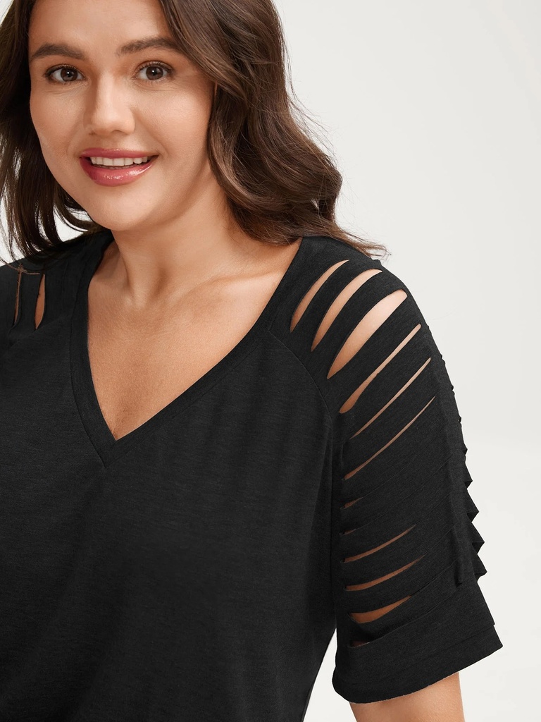 Blusa de mangas recortadas