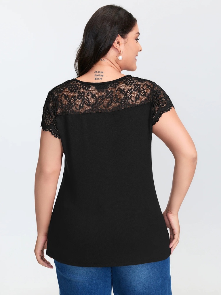 Blusa de mangas de encaje