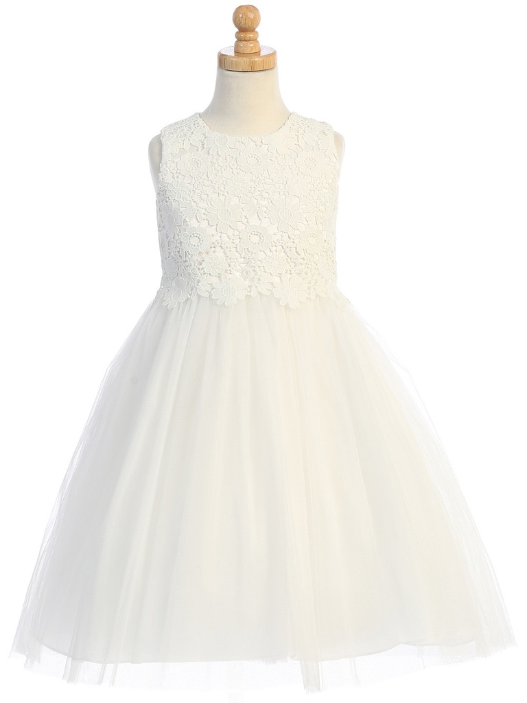 Vestido con encaje y falda de tul