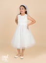 Vestido con encaje y falda de tul