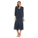 Vestido con chaqueta de gasa con pedrería