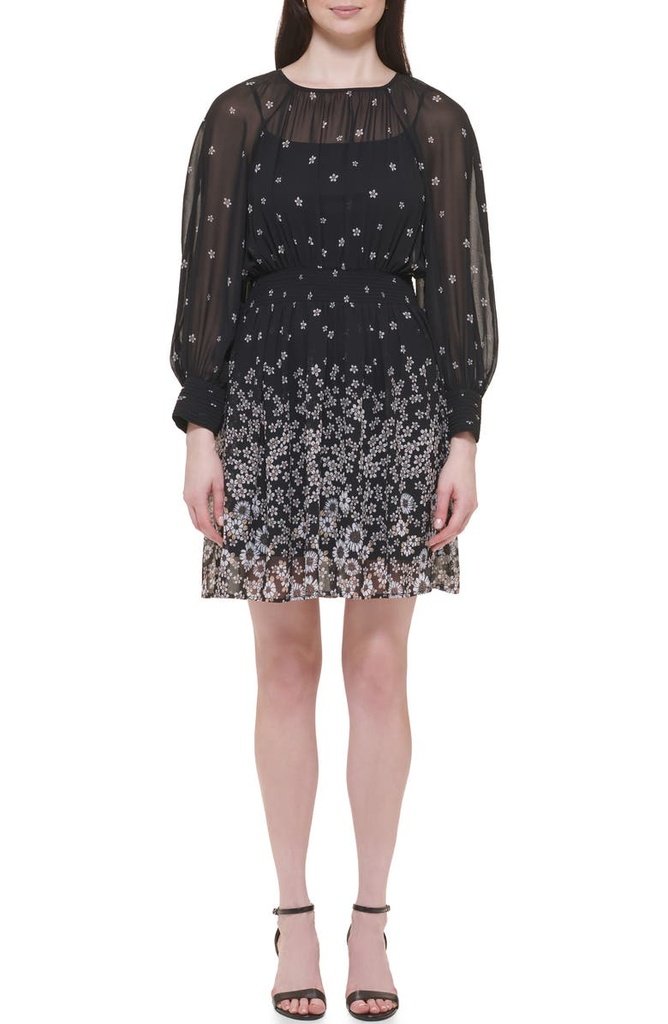 Vestido de gasa con estampado flooral