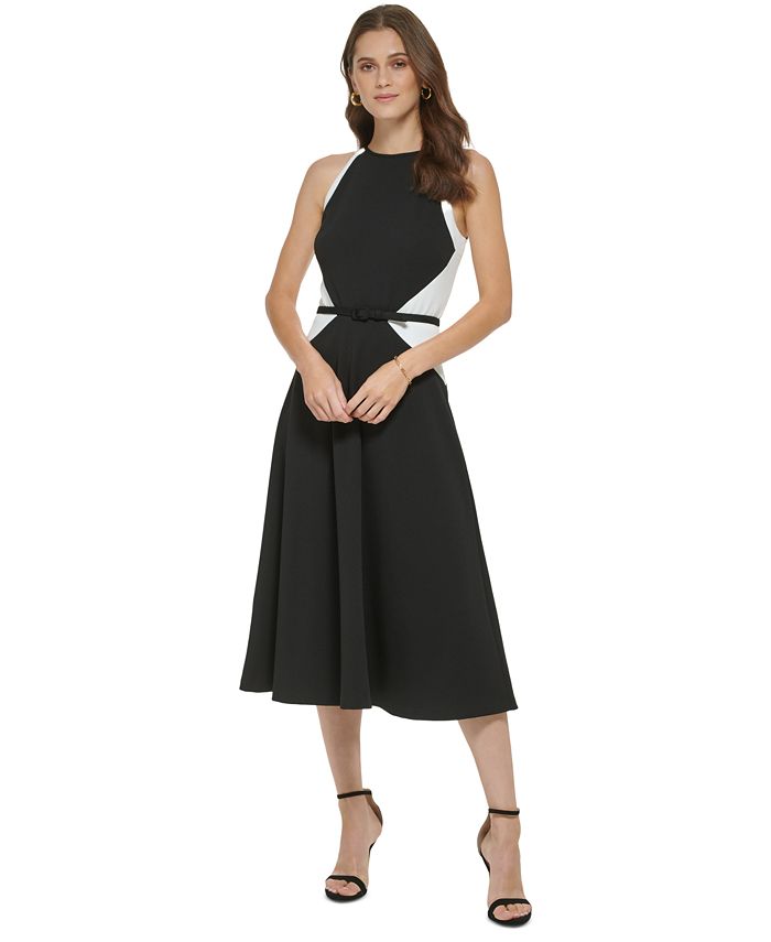 Vestido midi con cinturón
