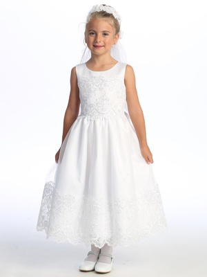 Vestido con Satén con tul bordado 