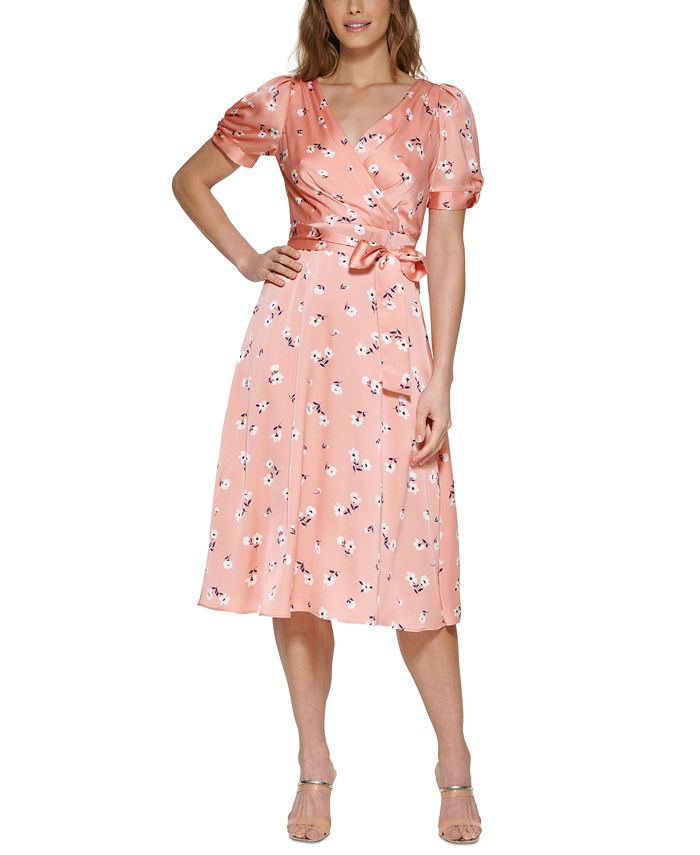 Vestido midi cruzado de satén