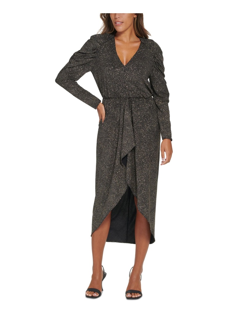 Vestido midi metálico con volantes