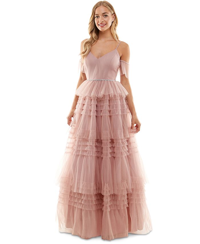 Vestido escalonado de malla plisada