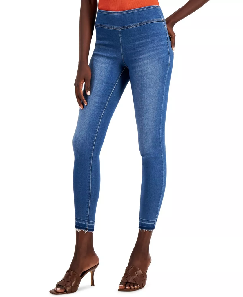 Jeggings con dobladillo desgastado