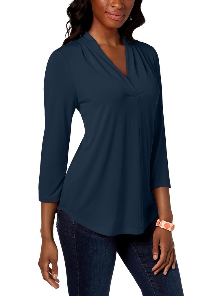 Blusa sólida con escote en V
