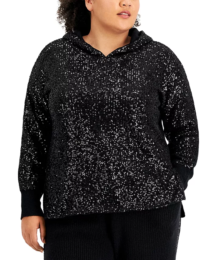 Sudadera con capucha y lentejuelas